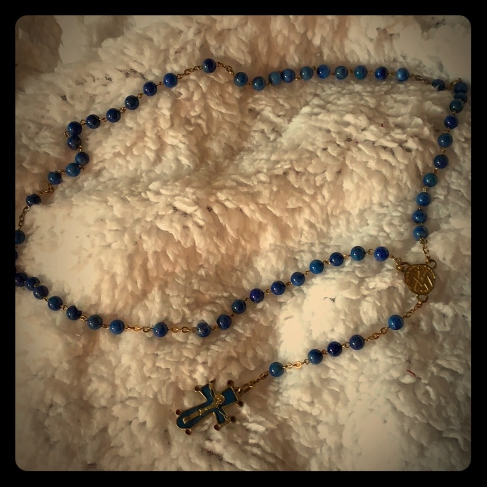 Cathedral De Notre Dame Blue Lapis & Gold Rosary